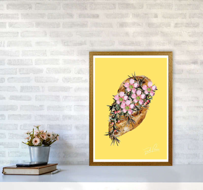 Yellow Chicken Food Print, Framed Kitchen Wall Art A2 Print Only