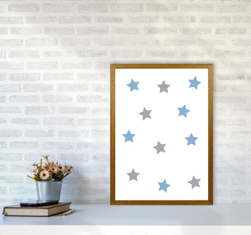 Blue And Grey Stars Framed Nursey Wall Art Print A2 Print Only