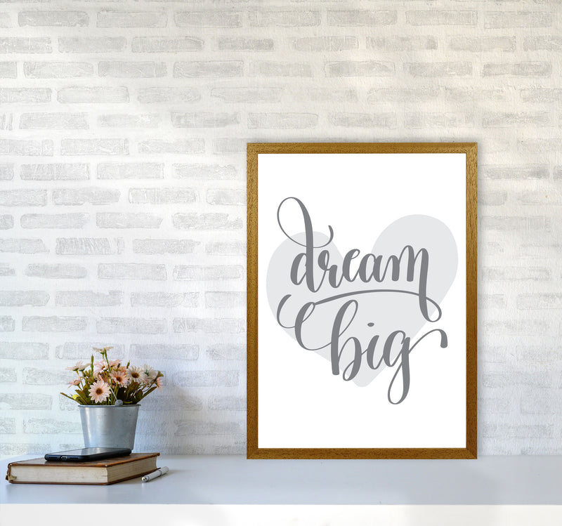 Dream Big Grey Heart Framed Nursey Wall Art Print A2 Print Only