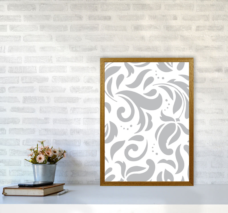 Grey Floral Pattern Modern Print A2 Print Only