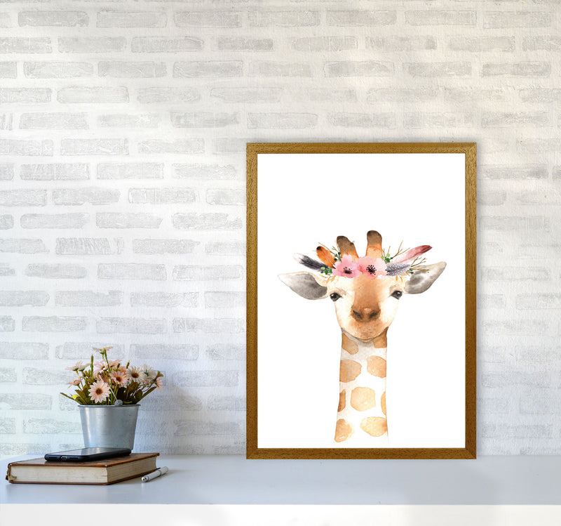 Forest Friends, Floral Cute Giraffe Modern Print Animal Art Print A2 Print Only