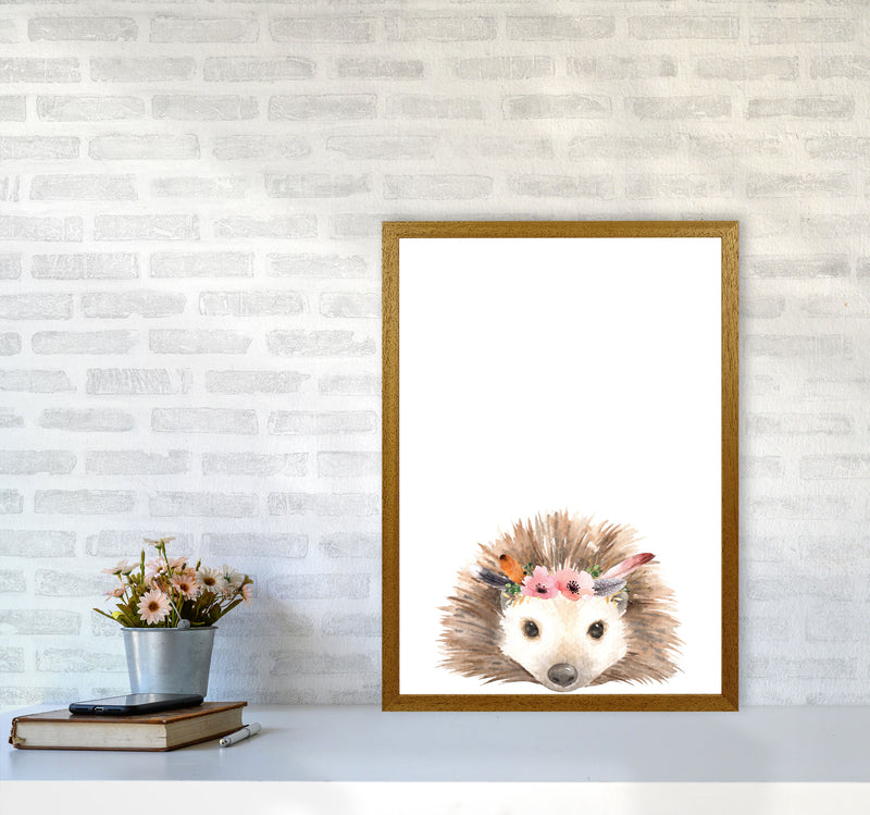 Forest Friends, Floral Cute Hedgehog Modern Print Animal Art Print A2 Print Only