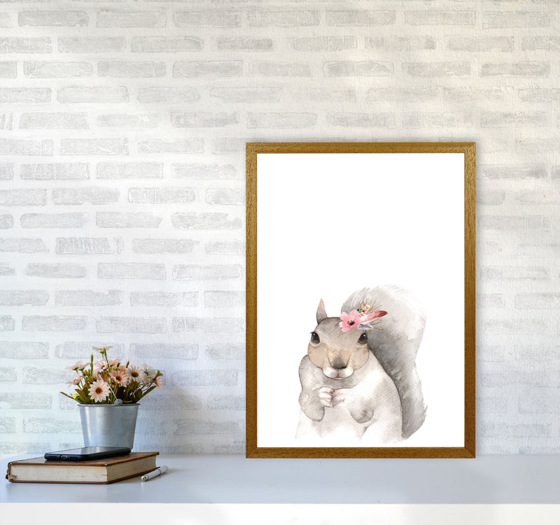 Forest Friends, Floral Cute Squirrel Modern Print Animal Art Print A2 Print Only