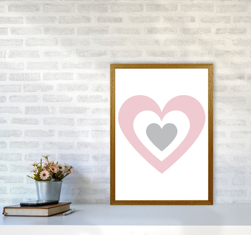 Pink And Grey Heart Modern Print A2 Print Only