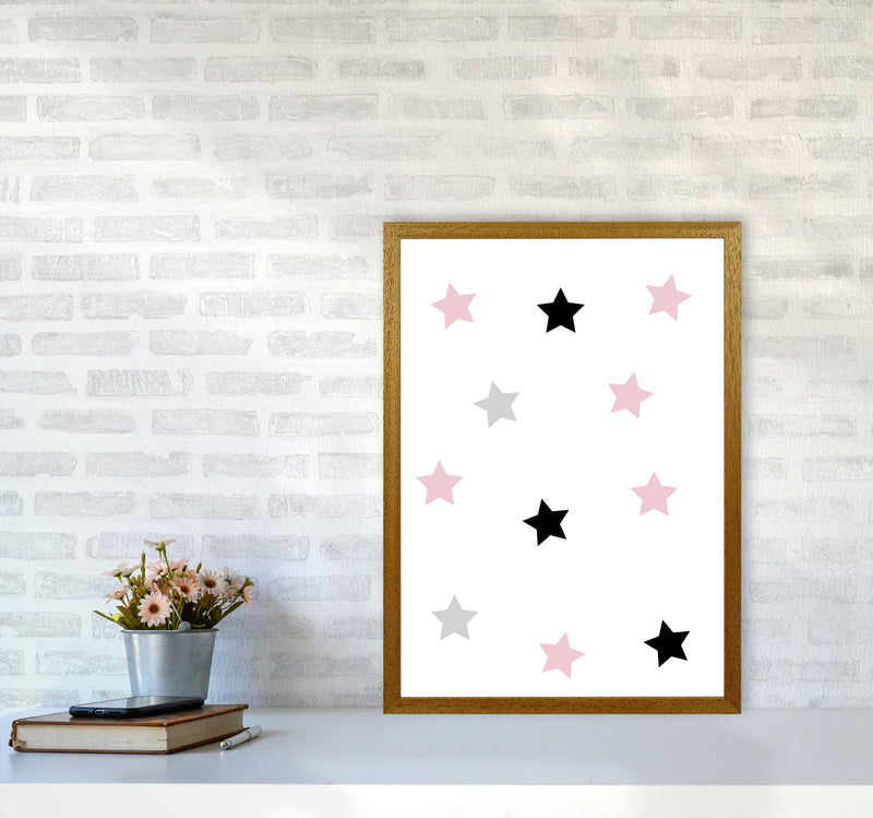 Pink Black And Grey Stars Modern Print A2 Print Only