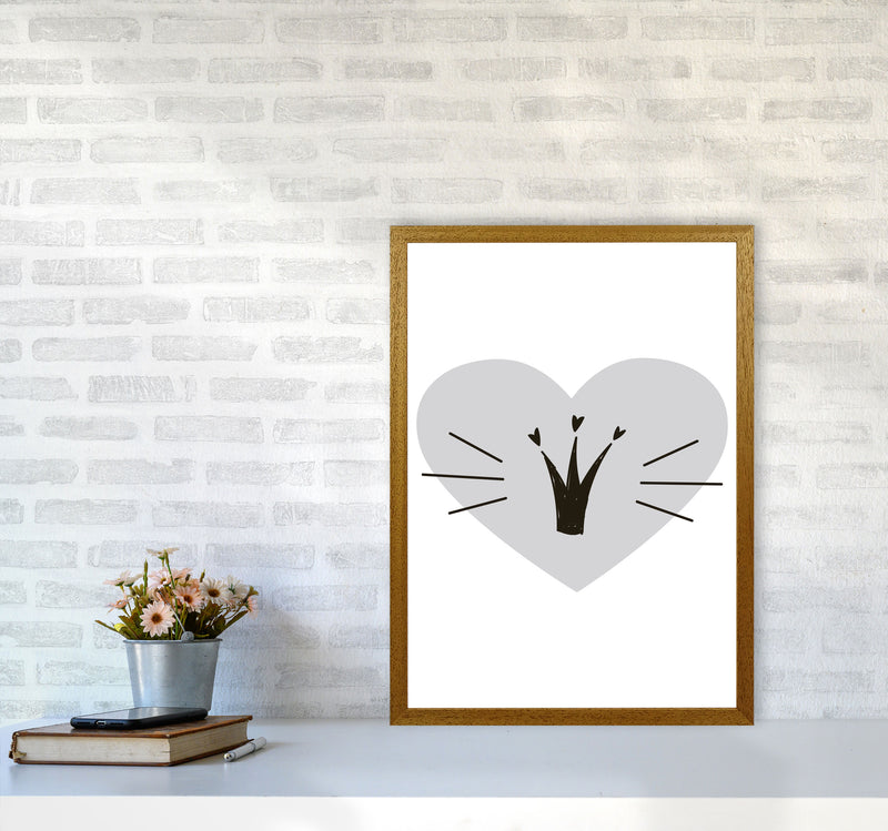 Crown With Grey Heart Framed Nursey Wall Art Print A2 Print Only