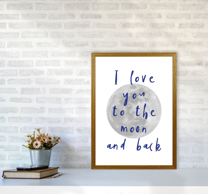 I Love You To The Moon And Back Navy Framed Typography Wall Art Print A2 Print Only