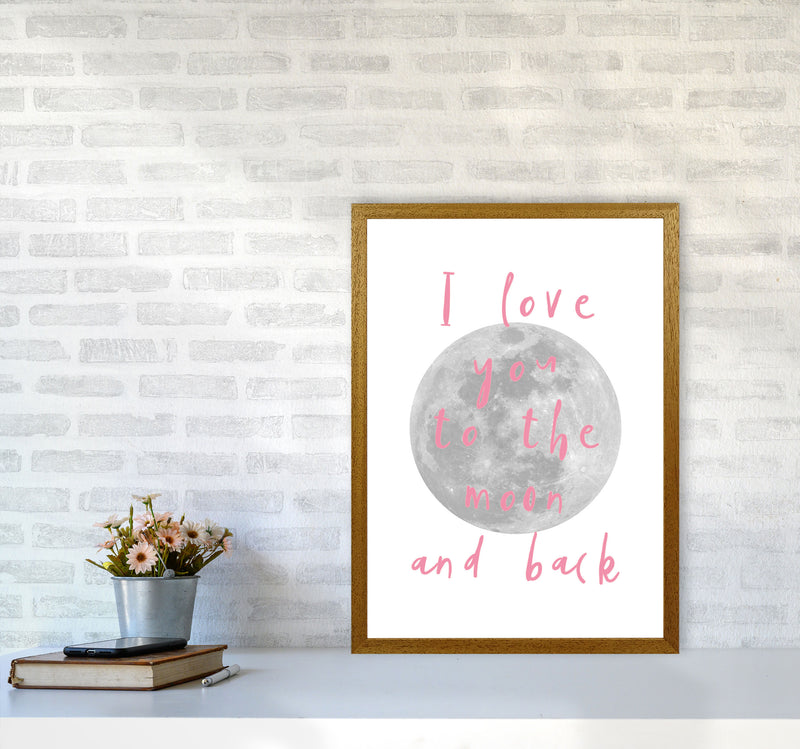 I Love You To The Moon And Back Pink Framed Typography Wall Art Print A2 Print Only