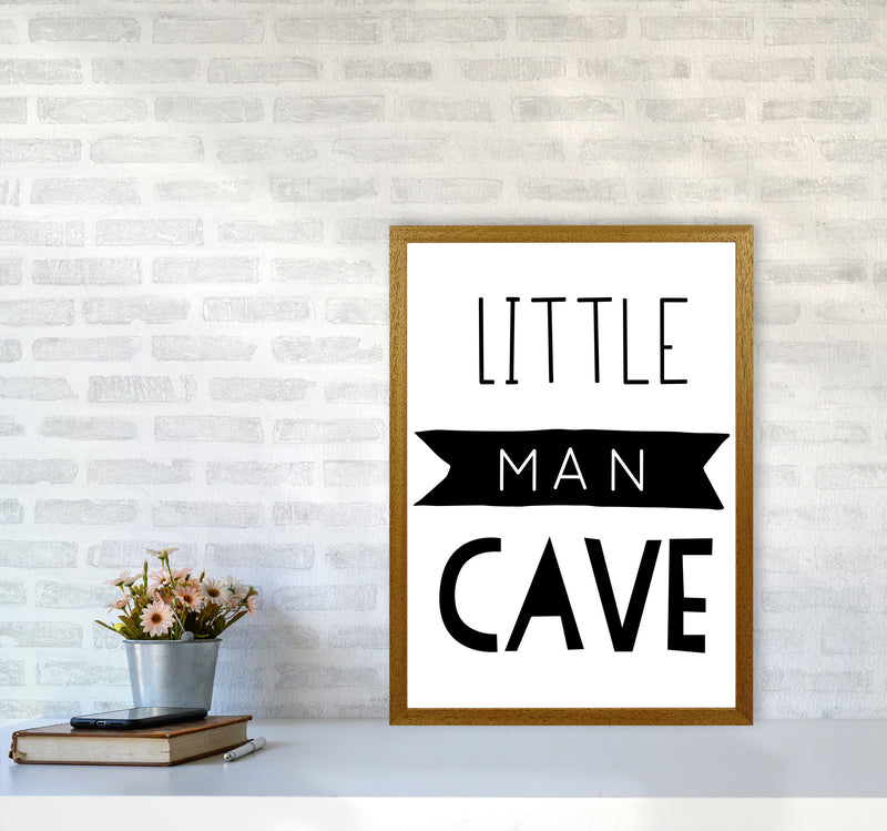 Little Man Cave Black Banner Framed Nursey Wall Art Print A2 Print Only