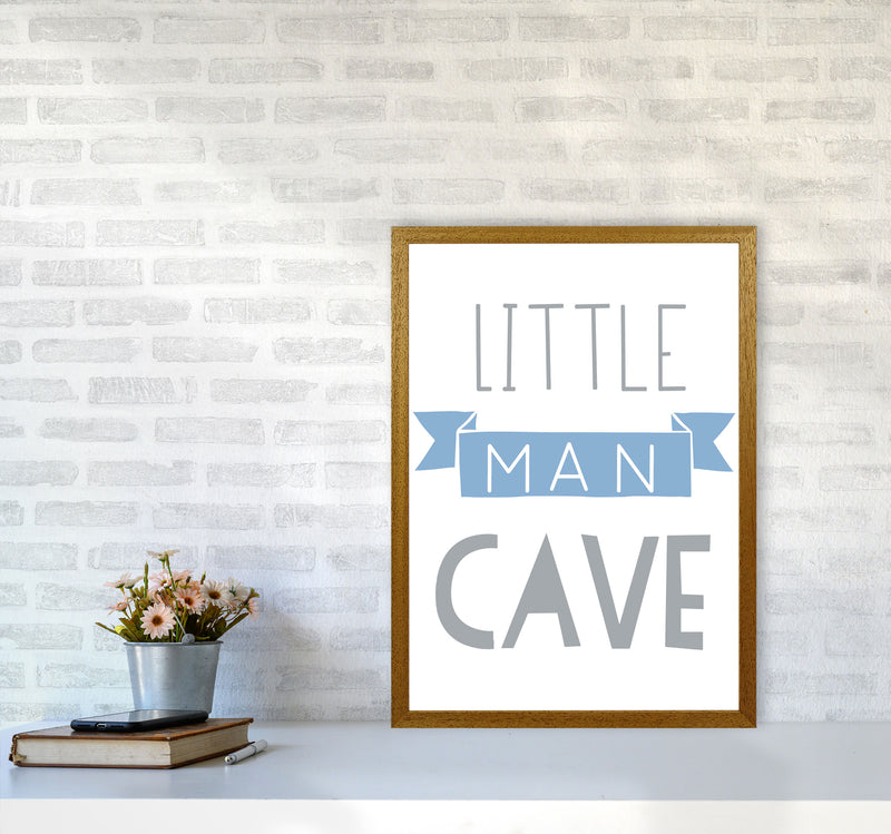 Little Man Cave Blue Banner Framed Nursey Wall Art Print A2 Print Only