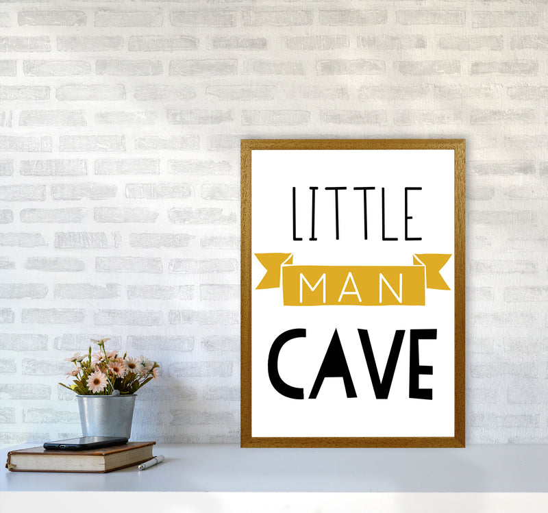 Little Man Cave Mustard Banner Framed Nursey Wall Art Print A2 Print Only