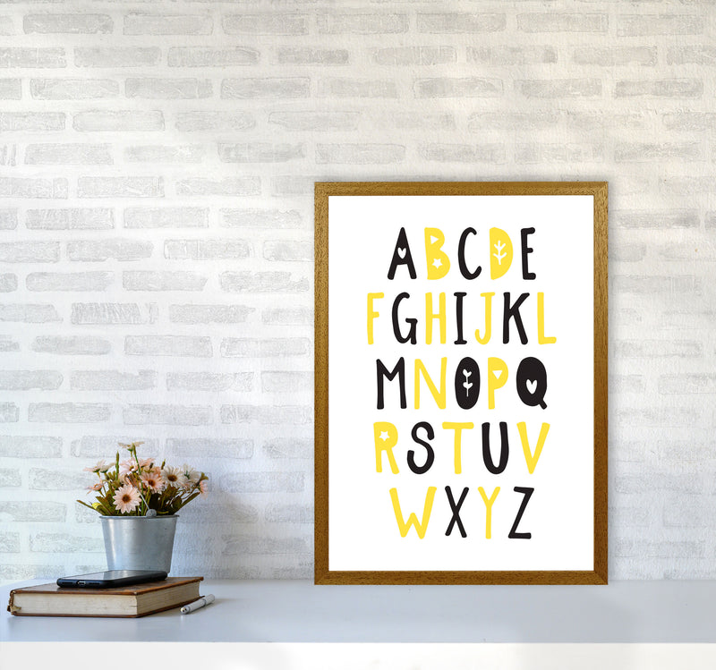 Black And Yellow Alphabet Framed Nursey Wall Art Print A2 Print Only