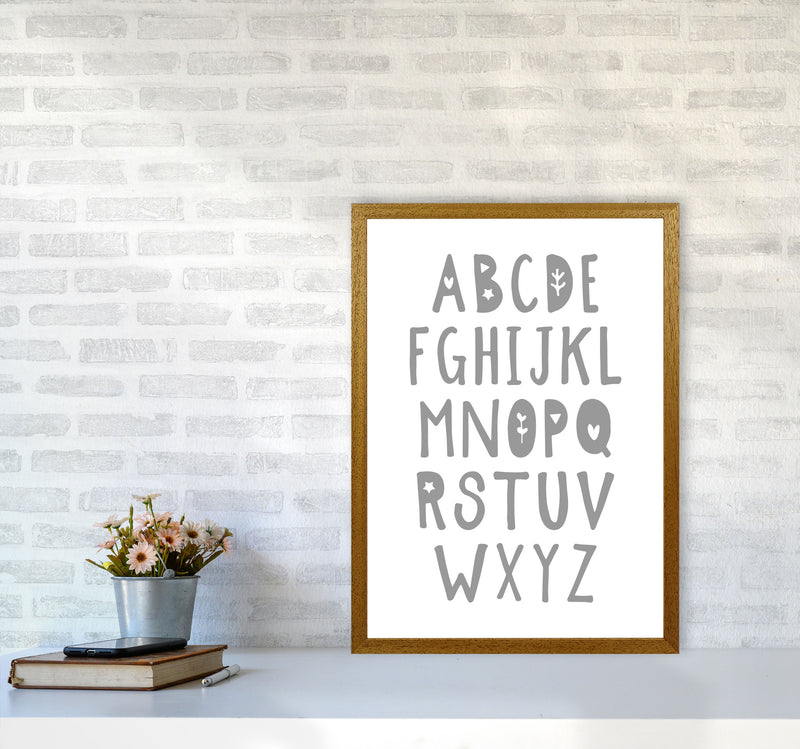 Grey Alphabet Framed Nursey Wall Art Print A2 Print Only