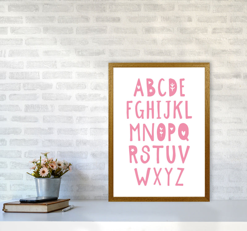 Bright Pink Alphabet Framed Nursey Wall Art Print A2 Print Only