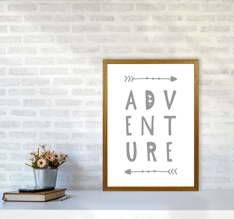 Adventure Grey Framed Typography Wall Art Print A2 Print Only