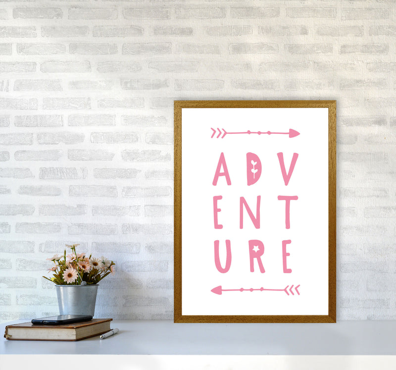 Adventure Pink Framed Typography Wall Art Print A2 Print Only