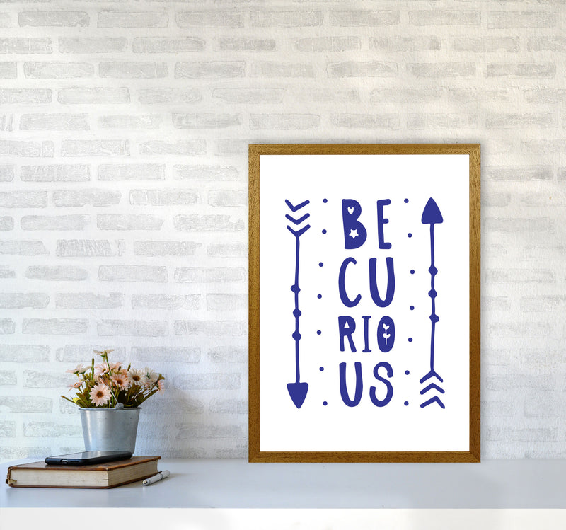 Be Curious Navy Framed Typography Wall Art Print A2 Print Only