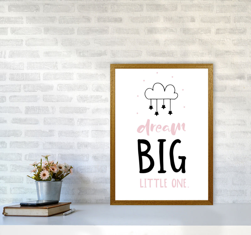 Dream Big Little One Pink And Black Framed Nursey Wall Art Print A2 Print Only