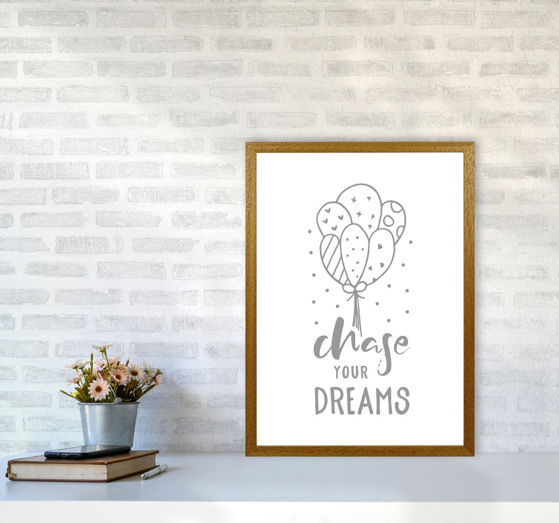 Chase Your Dreams Grey Framed Nursey Wall Art Print A2 Print Only