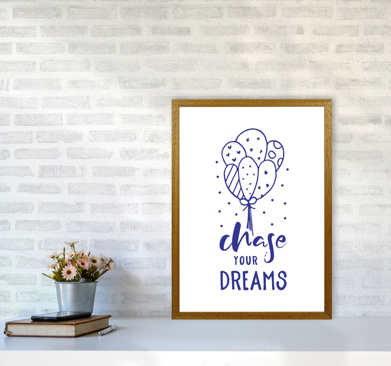 Chase Your Dreams Navy Framed Typography Wall Art Print A2 Print Only
