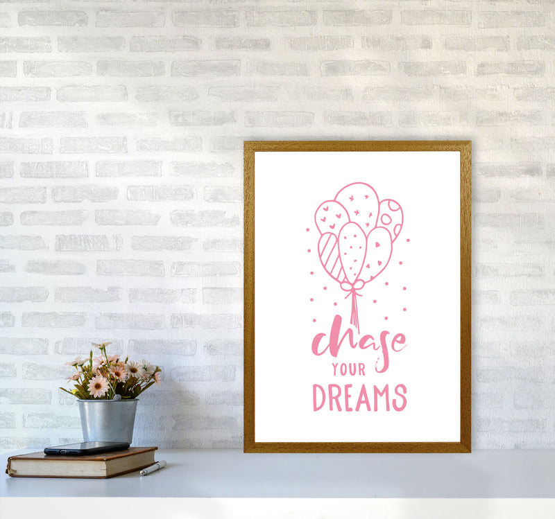 Chase Your Dreams Pink Framed Typography Wall Art Print A2 Print Only