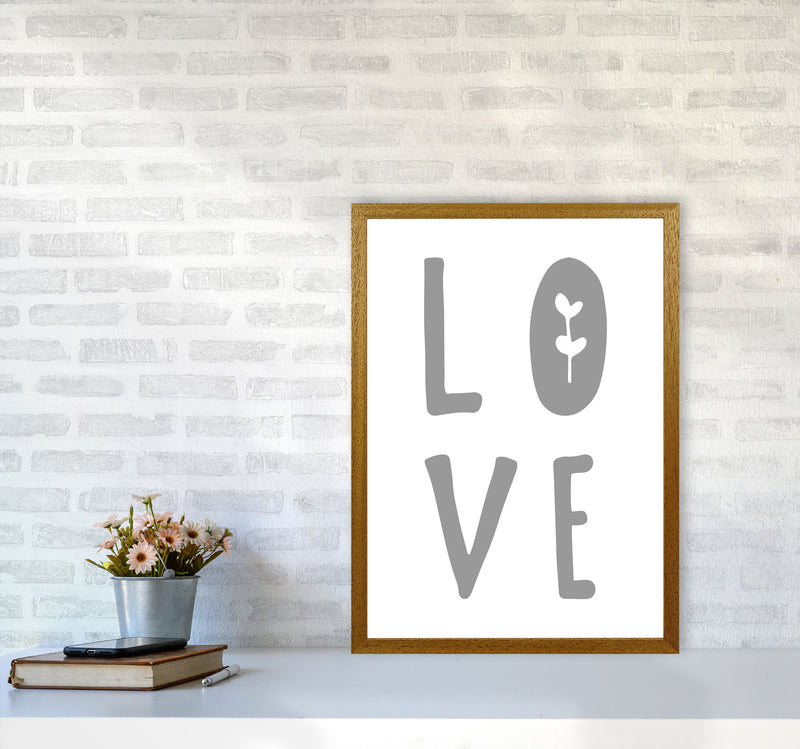 Love Grey Framed Typography Wall Art Print A2 Print Only