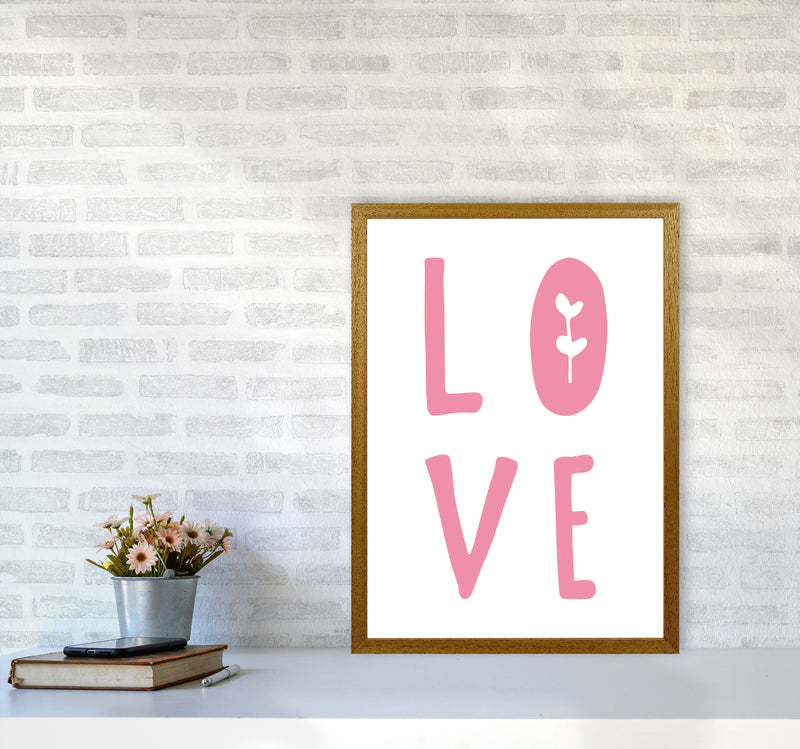 Love Pink Framed Typography Wall Art Print A2 Print Only