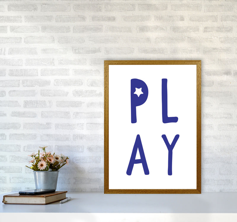Play Navy Framed Typography Wall Art Print A2 Print Only