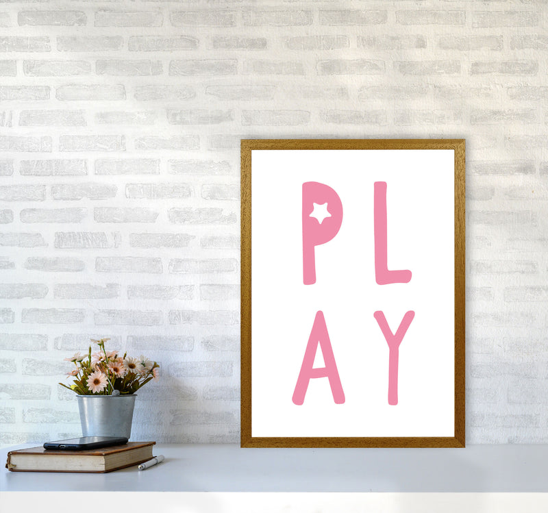 Play Pink Framed Typography Wall Art Print A2 Print Only