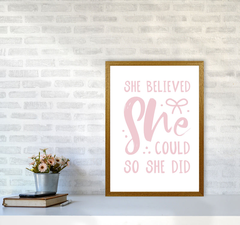 She Believed She Could So She Did Baby Pink Modern Print A2 Print Only