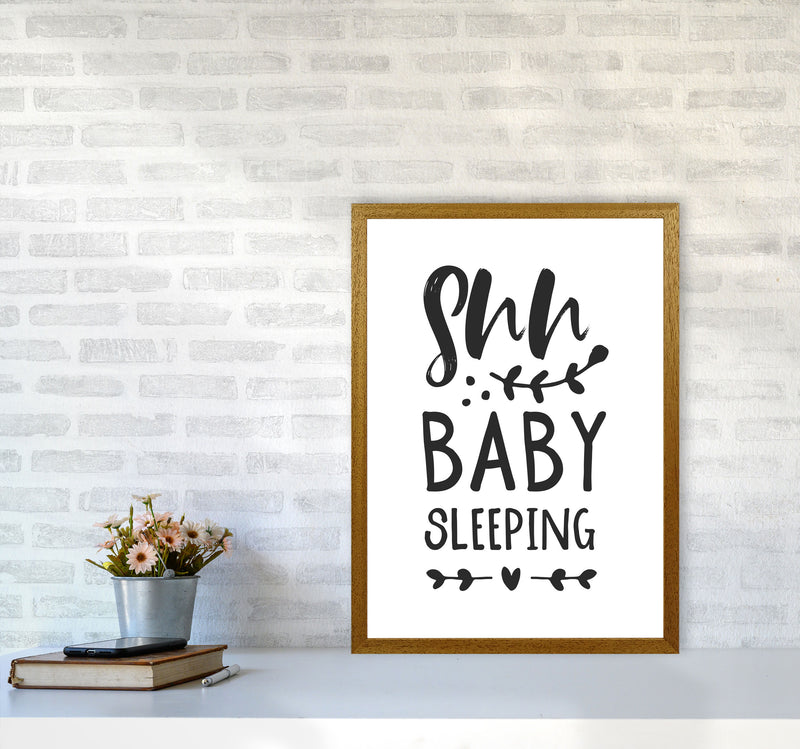 Shh Baby Sleeping Black Framed Nursey Wall Art Print A2 Print Only