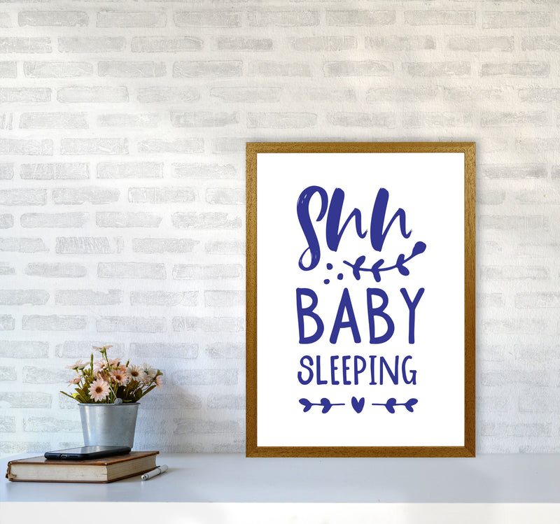 Shh Baby Sleeping Navy Framed Nursey Wall Art Print A2 Print Only