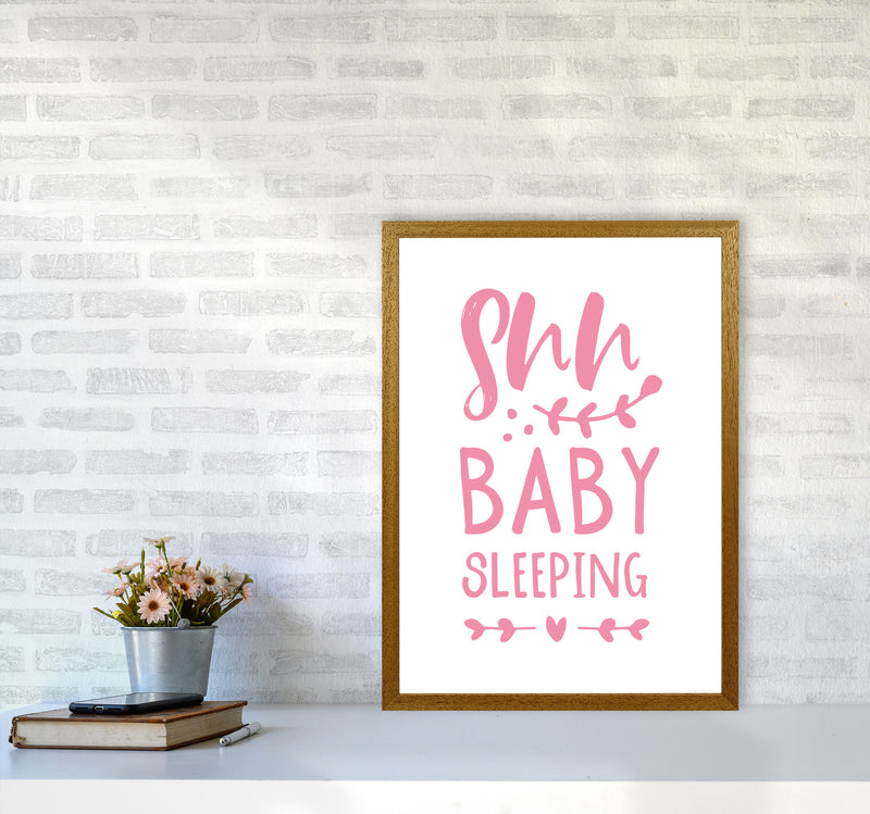 Shh Baby Sleeping Pink Framed Nursey Wall Art Print A2 Print Only
