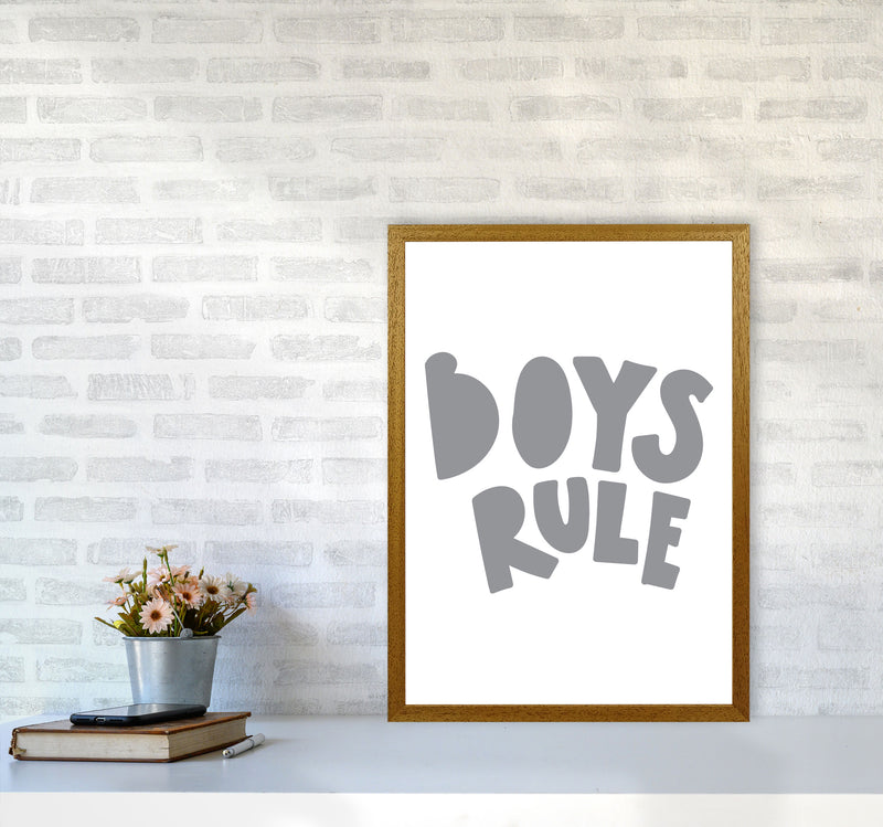 Boys Rule Grey Framed Nursey Wall Art Print A2 Print Only