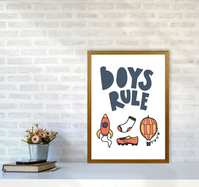Boys Rule Illustrations Framed Nursey Wall Art Print A2 Print Only