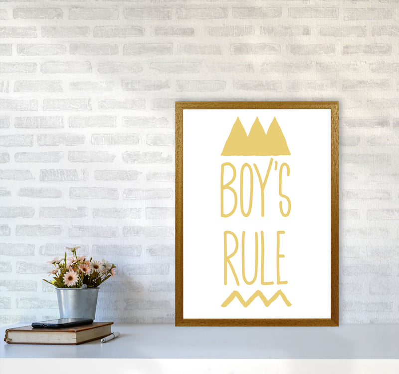Boys Rule Gold Framed Nursey Wall Art Print A2 Print Only