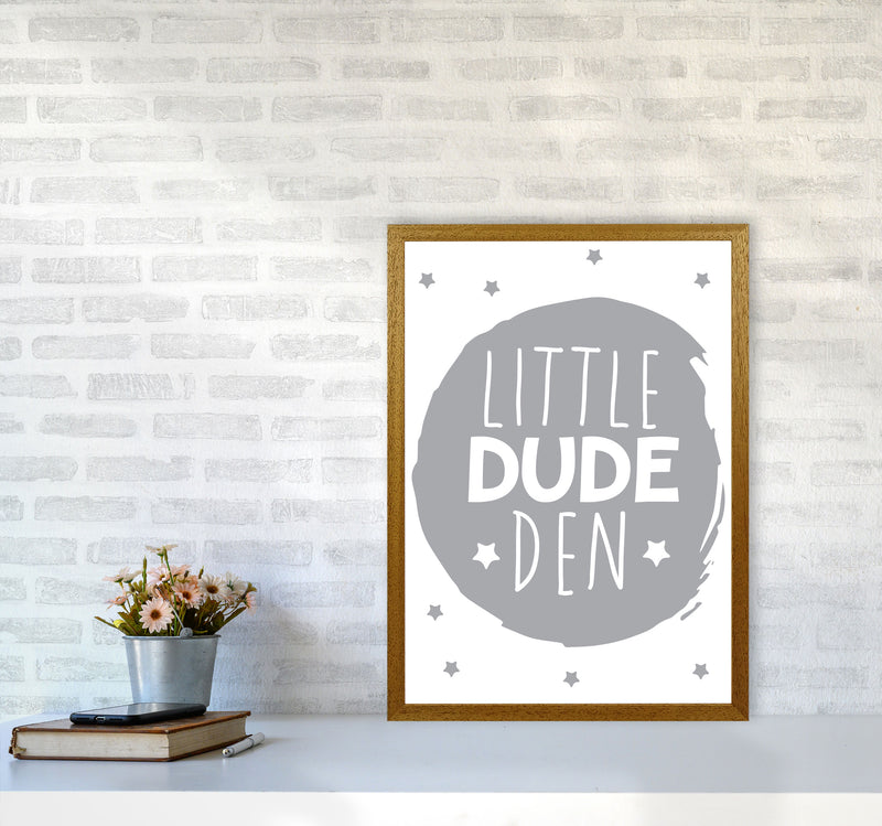 Little Dude Den Grey Circle Framed Nursey Wall Art Print A2 Print Only