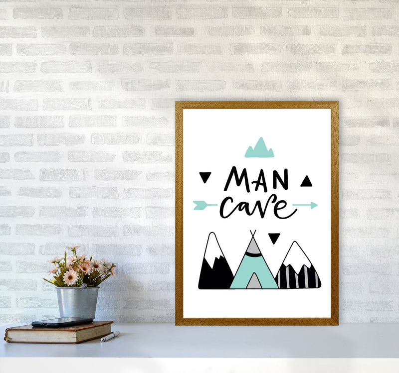 Man Cave Mountains Mint And Black Framed Typography Wall Art Print A2 Print Only