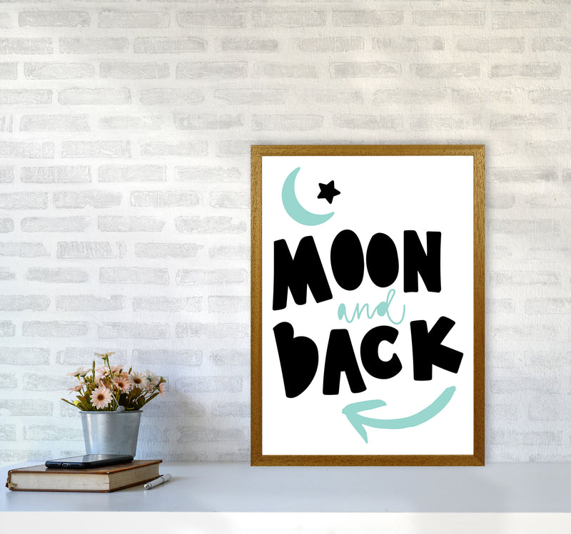 Moon And Back Black And Mint Framed Typography Wall Art Print A2 Print Only