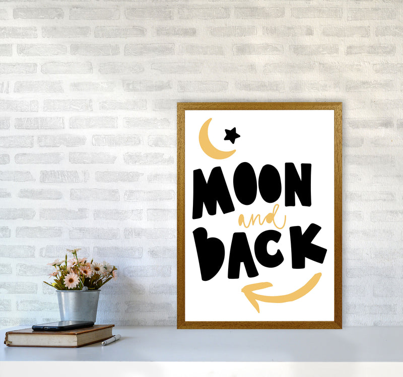 Moon And Back Mustard And Black Framed Typography Wall Art Print A2 Print Only