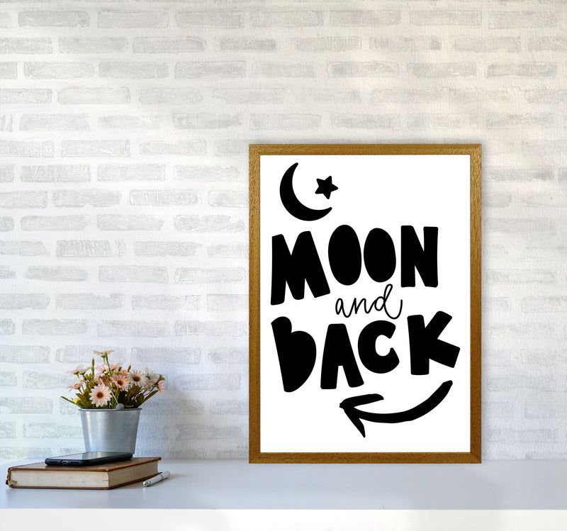 Moon And Back Black Framed Typography Wall Art Print A2 Print Only