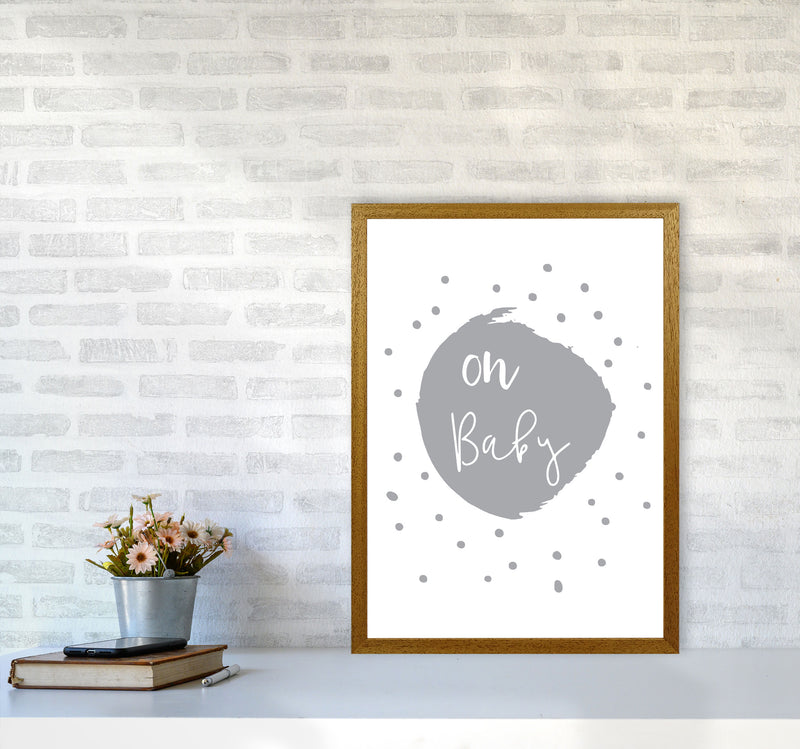 Oh Baby Grey Framed Typography Wall Art Print A2 Print Only