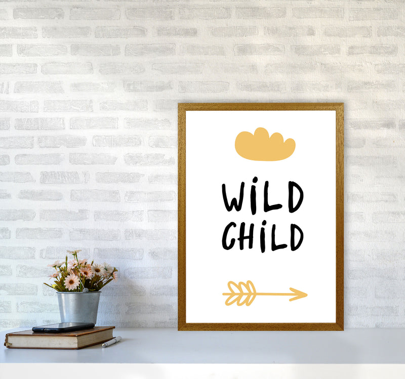 Wild Child Mustard And Black Framed Nursey Wall Art Print A2 Print Only