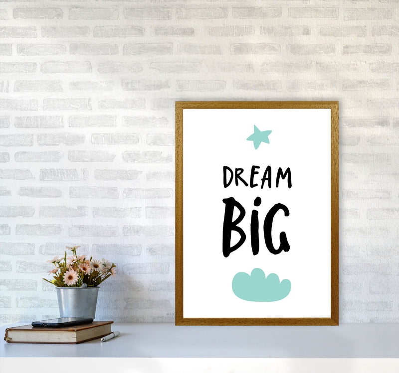 Dream Big Mint Cloud Framed Typography Wall Art Print A2 Print Only