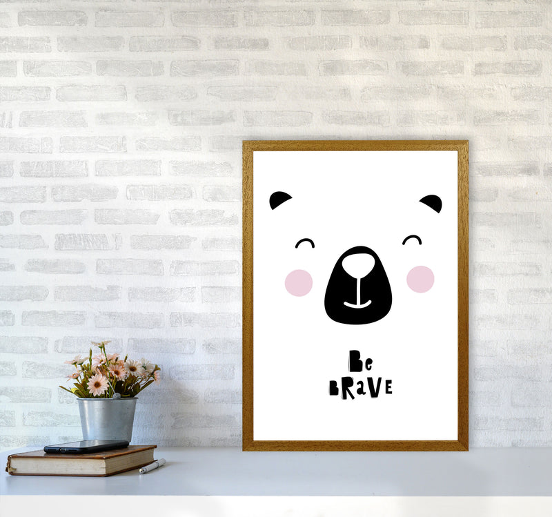 Be Brave Bear Face Framed Typography Wall Art Print A2 Print Only