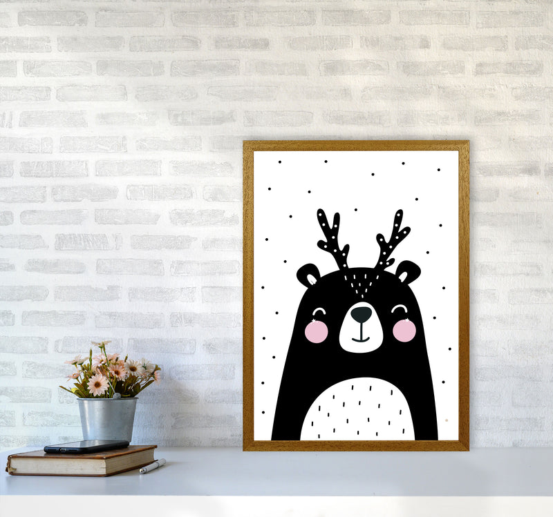 Black Bear With Antlers Modern Print Animal Art Print A2 Print Only