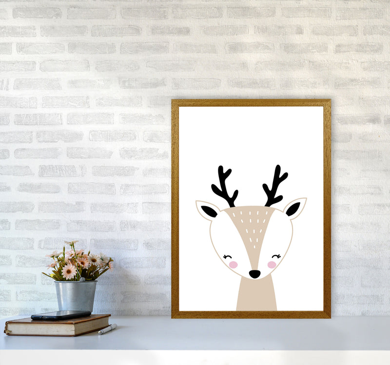 Scandi Beige Deer Framed Nursey Wall Art Print A2 Print Only