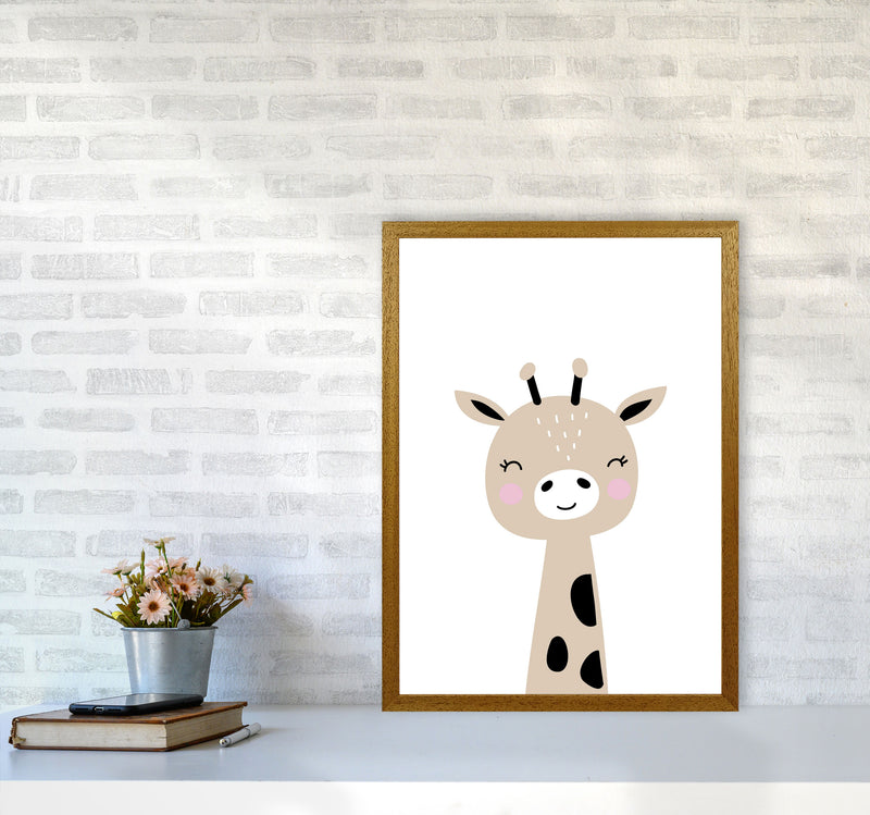 Scandi Brown Giraffe Framed Nursey Wall Art Print A2 Print Only