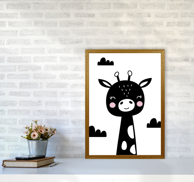 Scandi Black Giraffe Framed Nursey Wall Art Print A2 Print Only