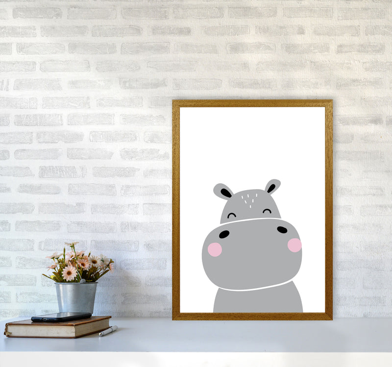 Scandi Hippo Framed Nursey Wall Art Print A2 Print Only